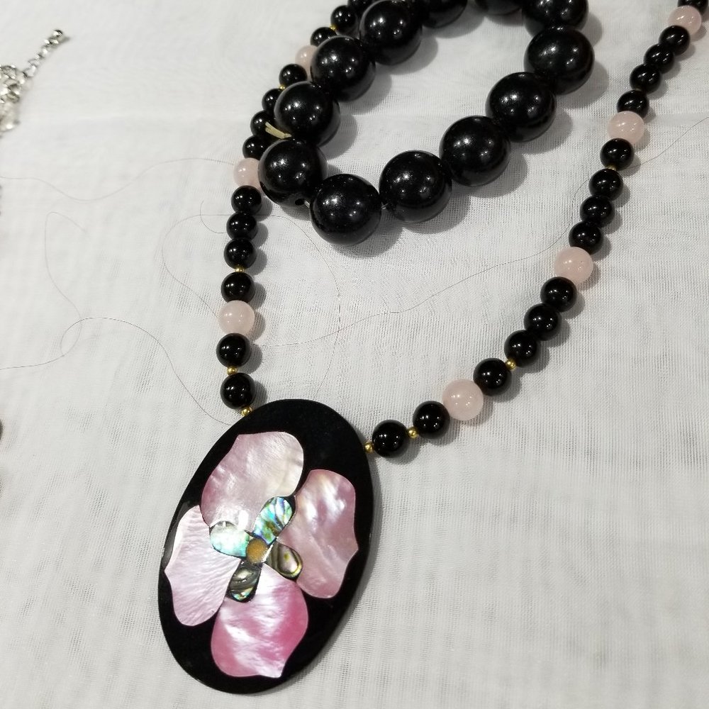 Black Necklace and Chunky Bracelet Set
